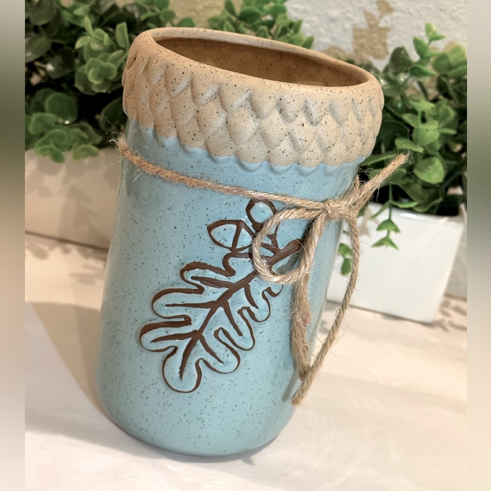 Fall Glazed Harvest Container Leaves Pumpkin - Decorative Vases